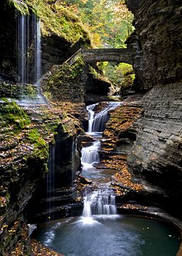 Waterfall flowing into a gorge
